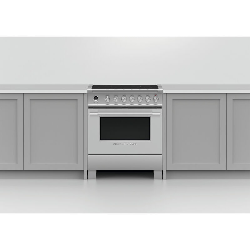 Fisher & Paykel Series 9 Classic 30 in. 3.5 cu. ft. True European Convection Electric Range with 4 Induction Burners - Stainless Steel, , hires