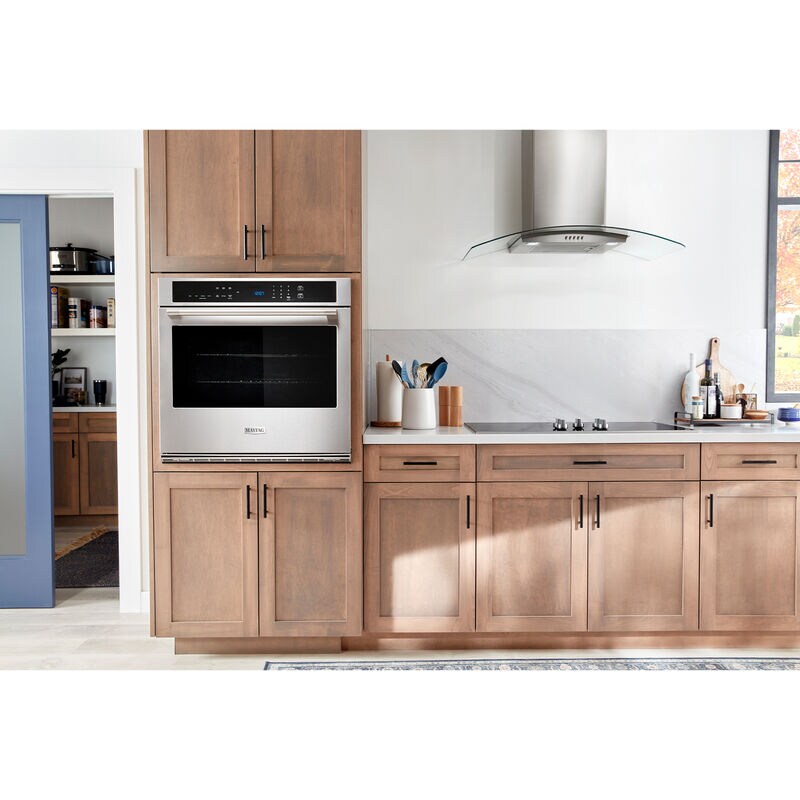 Maytag 30 in. 5 cu. ft. Electric Single Wall Oven with True European Convection - Fingerprint Resistant Stainless Steel, , hires