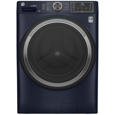 GE 28 in. 4.8 cu. ft. Smart Stackable Front Load Washer with UltraFresh Vent System with OdorBlock, Microban Antimicrobial Technology & Sanitize with Oxi - Sapphire Blue | GFW550SPRRS