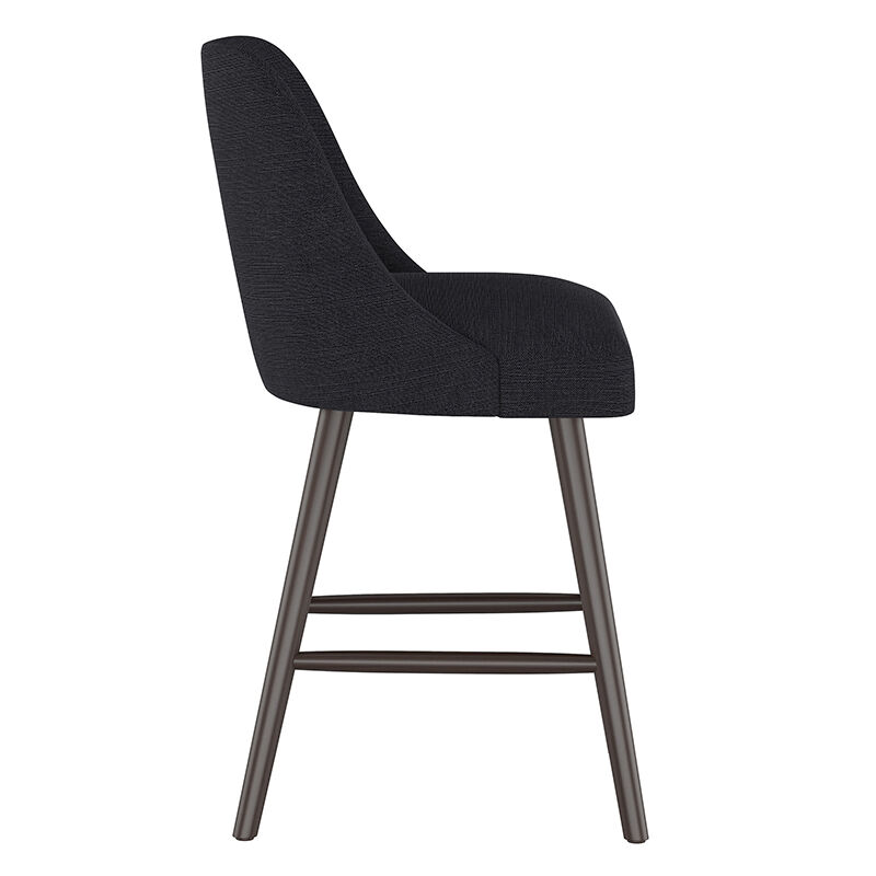 Skyline Furniture Modern Mid Century Counter Height Stool in Linen Fabric - Black, Black, hires