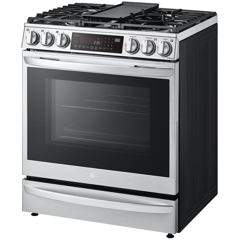 LG InstaView 30 in. 6.3 cu. ft. Smart Air Fry Convection Oven Slide-In Gas Range with 5 Sealed Burners & Griddle - Stainless Steel, Stainless Steel, hires