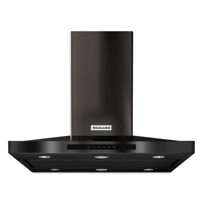 KitchenAid 36 in. Canopy Pro Style Range Hood with 3 Speed Settings, 585 CFM, Convertible Venting & 4 LED Lights - Black Stainless Steel | KVIB606DBS