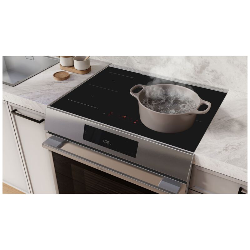 Bosch 500 Series 30 in. 5.8 cu. ft. Air-Fry Standard Convection Slide-In Electric Range with 4 Induction Burners - Stainless Steel, , hires