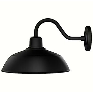 Hunter Mill Valley Rustic Modern Metal Dome Outdoor Medium Wall Light-Matte Black, , hires