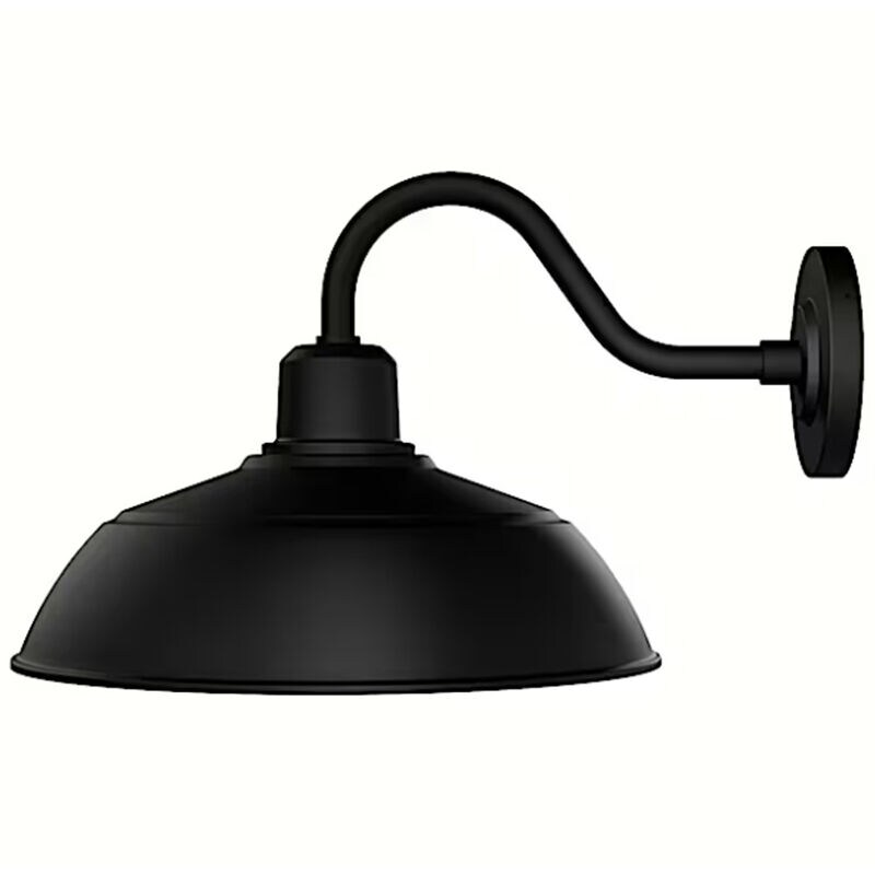 Hunter Mill Valley Rustic Modern Metal Dome Outdoor Medium Wall Light-Matte Black, , hires