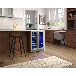 Zephyr Presrv Series 24 in. Compact Built-In/Freestanding 5.2 cu. ft. Wine Cooler with 21 Bottle Capacity, Dual Temperature Zones & Digital Control - Stainless Steel, , hires