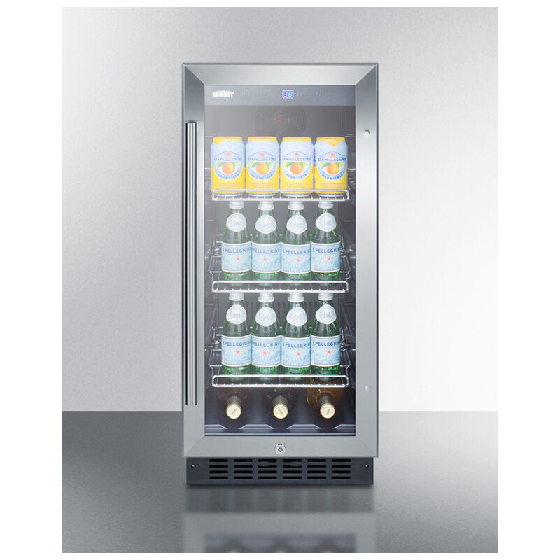 Summit Commercial 15 in. 2.4 cu. ft. Built-In/Freestanding Beverage Center with Adjustable Shelves & Digital Control - Stainless Steel, , hires