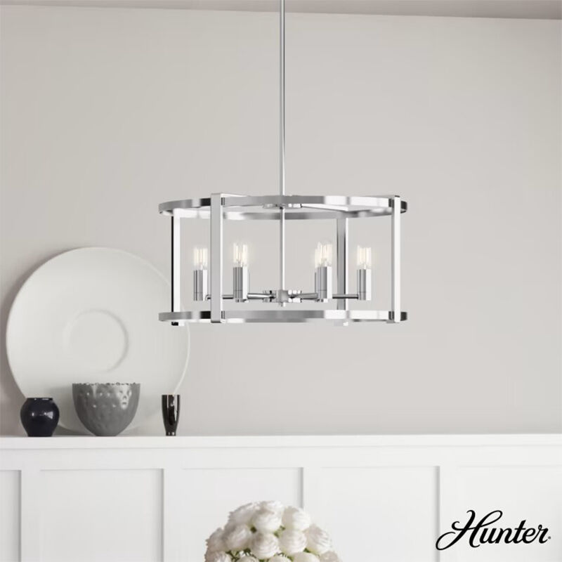 Hunter Astwood 26 in. 6-Light Chandelier - Polished Nickel, , hires