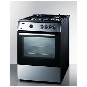 Summit 24 in. 2.5 cu. ft. Gas Range with 4 Sealed Burners - Stainless Steel, , hires
