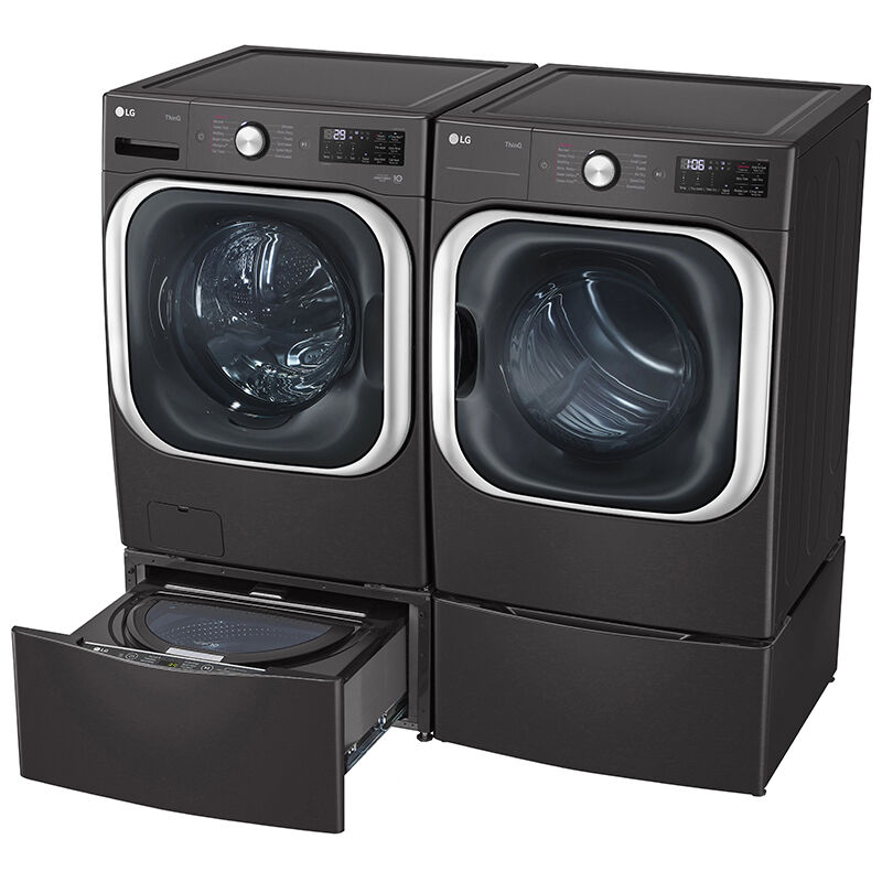LG 29 in. 9.0 cu. ft. Smart Stackable Electric Dryer with Built-In Intelligence, TurboSteam Technology & Sensor Dry - Black Steel, Black Steel, hires