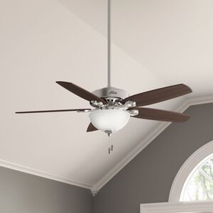 Hunter Builder 52 in. Ceiling Fan with LED Light Kit and Pull Chain - Brushed Nickel, Brushed Nickel, hires
