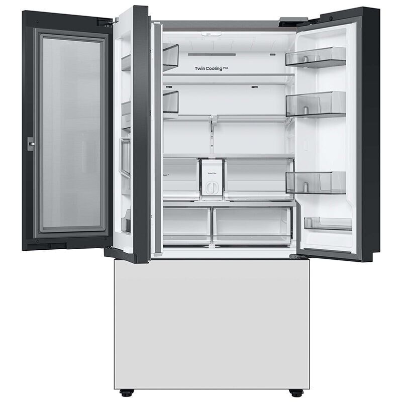 Samsung Bespoke 36 in. 30.1 cu. ft. Smart French Door Refrigerator with Internal Water Dispenser - White Glass, White Glass, hires