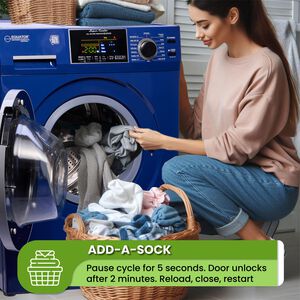 Equator 24 in. 1.9 cu. ft. Electric Front Load All-in-One Laundry Center with Sanitize Cycle & Sensor Dry - Blue, Blue, hires