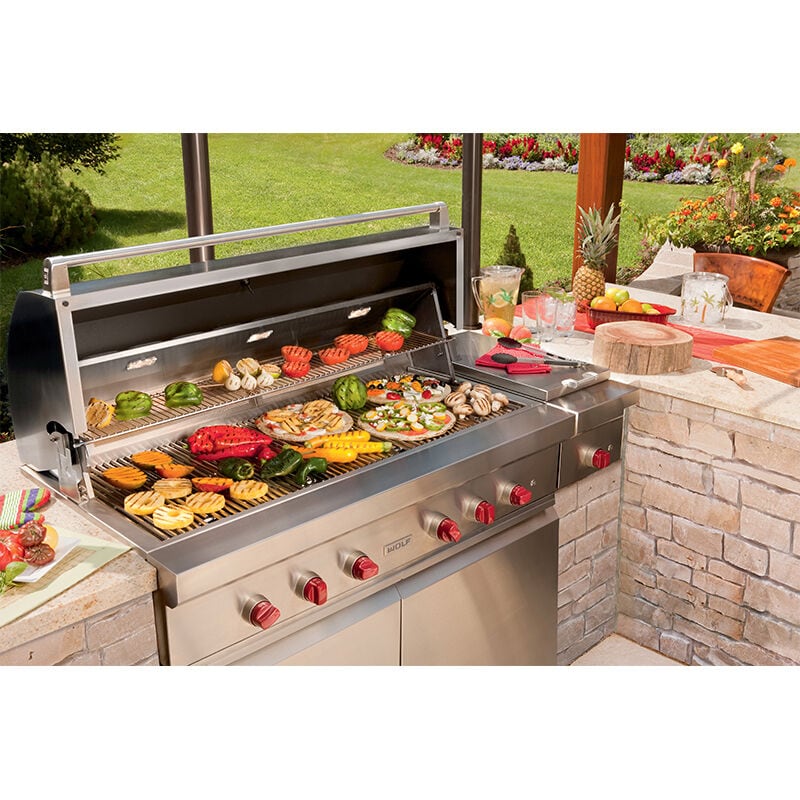 Wolf 42 in. 4-Burner Built-In Natural Gas Grill with Rotisserie, Sear Burner & Smoker Box - Stainless Steel, , hires