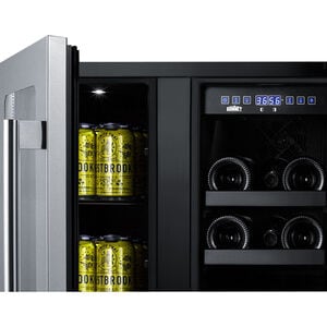 Summit 24 in. Undercounter Wine Cooler with Glass & Wood Racks, Dual Temperature Zones & 21 Bottle Capacity - Stainless Steel, , hires