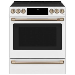 Cafe 30 in. 5.7 cu. ft. Smart Oven Slide-In Electric Range with 5 Smoothtop Burners - Matte White, Matte White, hires