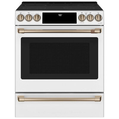 Cafe 30 in. 5.7 cu. ft. Smart Oven Slide-In Electric Range with 5 Smoothtop Burners - Matte White | CES700P4MW2