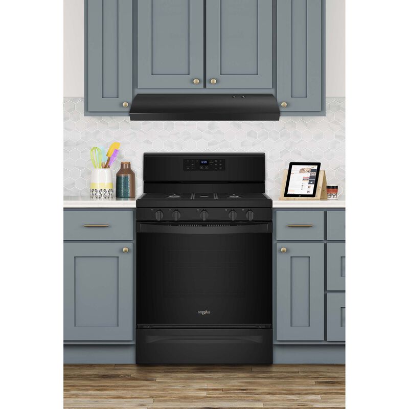 Whirlpool 30 in. Ducted Standard Style Range Hood with 190 CFM, 2 Fan Speeds & 1 Incandescent Light - Black, , hires