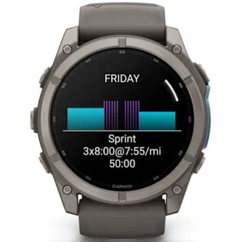 Garmin fenix 9 51 mm, AMOLED Smart Watch - Titanium with Pebble Gray Silicone Band, , hires