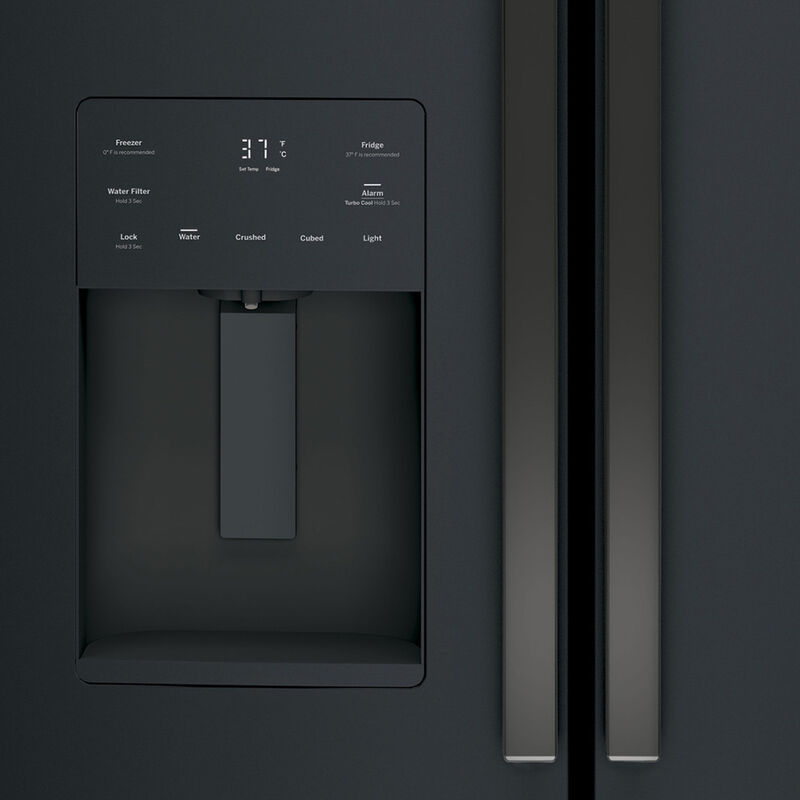 GE 36 in. 25.6 cu. ft. French Door Refrigerator with Ice & Water Dispenser - Fingerprint Resistant Black Slate, Black Slate, hires