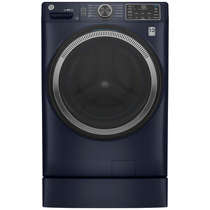 GE 28 in. 4.8 cu. ft. Smart Stackable Front Load Washer with UltraFresh Vent System with OdorBlock, Microban Antimicrobial Technology & Sanitize with Oxi - Sapphire Blue, Sapphire Blue, hires