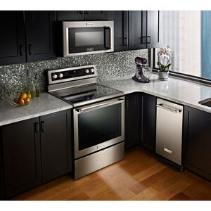 KitchenAid 30 in. 6.4 cu. ft. True European Convection Electric Range with Radiant Burners - Stainless Steel, Stainless Steel, hires