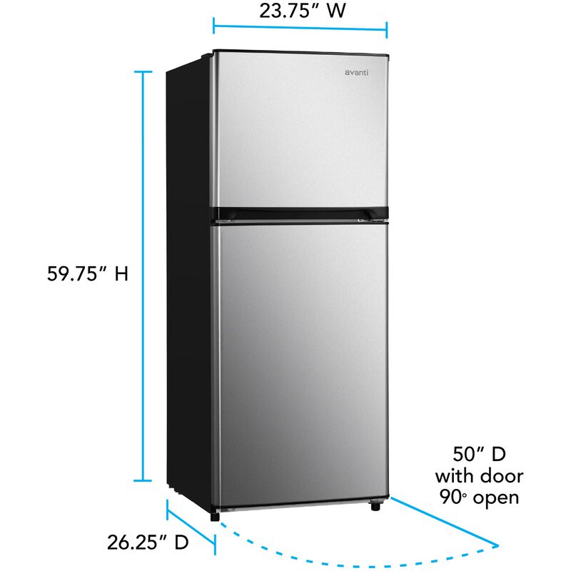Avanti 24 in. 10 cu. ft. Counter Depth Top Freezer Refrigerator - Stainless Steel, , hires