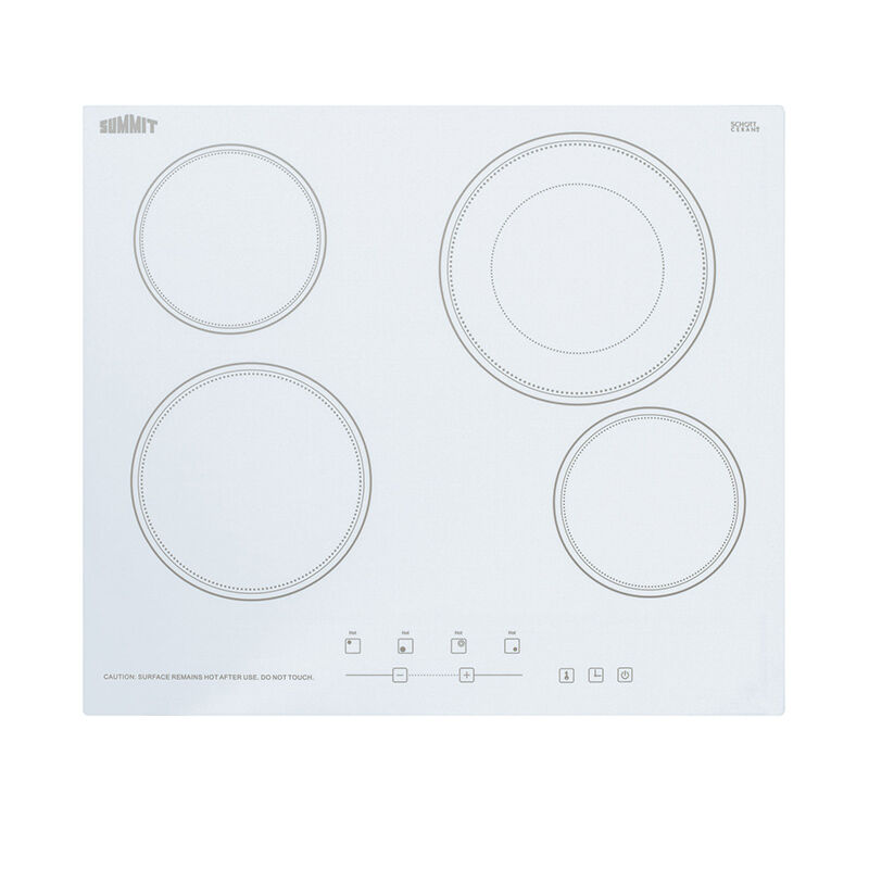 Summit 24 in. 4-Burner Electric Cooktop - White, , hires