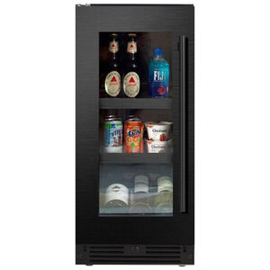 XO 15 in. Built-In/Freestanding 3.3 cu. ft. Compact Beverage Center with Pull-Out Shelves & Digital Control - Black Stainless Steel, , hires
