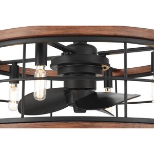 Hunter Bridgette Fandelier 22 in. Ceiling Fan with Light Kit and Handheld Remote - Matte Black/Walnut, , hires