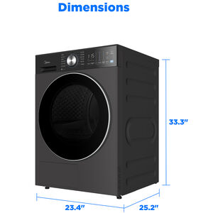Midea 24 in. 4.4 cu. ft. Smart Stackable Ventless Electric Dryer with Heat Pump & Sensor Dry - Charcoal Gray, , hires