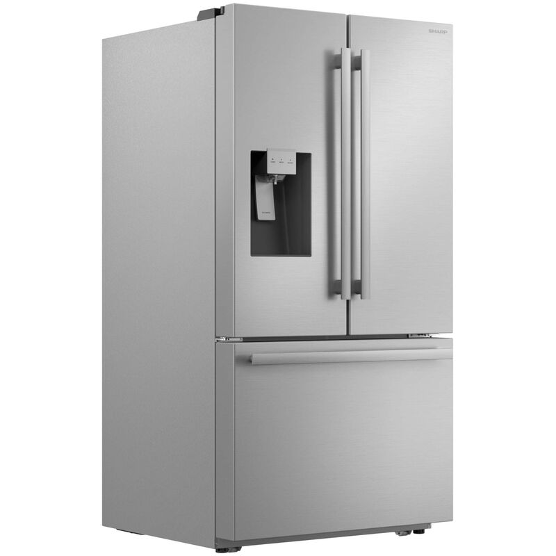 Sharp 36 in. 28.9 cu. ft. Garage-Ready French Door Refrigerator with Ice & Water Dispenser - Stainless Steel, , hires