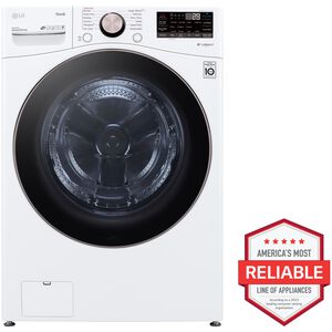 LG 27 in. 4.5 cu. ft. Smart Stackable Front Load Washer with TurboWash 360, Sanitize & Steam Wash Cycle - White, White, hires