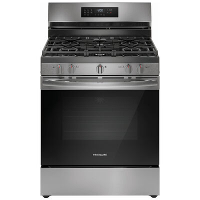 Frigidaire 30 in. 5.1 cu. ft. Air Fry Standard Convection Gas Range with 5 Sealed Burners - Stainless Steel | FCRG3083AS