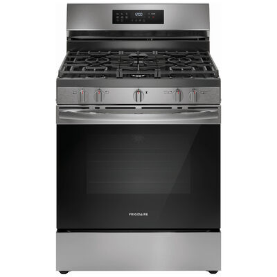 Frigidaire 30 in. 5.1 cu. ft. Air Fry Convection Oven Freestanding Natural Gas Range with 5 Sealed Burners - Stainless Steel | FCRG3083AS