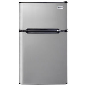 Summit 19 in. 3.2 cu. ft. Mini Fridge with Top Freezer - Stainless Steel with Black Cabinet, , hires