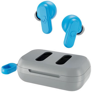 Skullcandy Dime 2 Wireless Earbud Headphones, Bluetooth, Light Gray/Blue