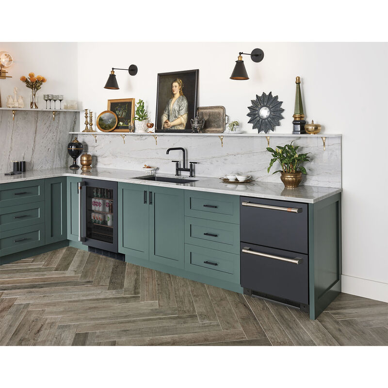 Cafe 24 in. 5.7 cu. ft. Double Refrigerator Drawers - Matte Black, Matte Black, hires