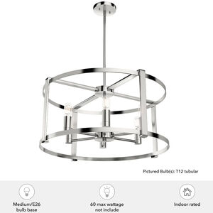 Hunter Astwood 26 in. 6-Light Chandelier - Polished Nickel, , hires