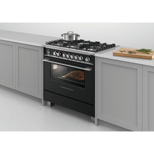 Fisher & Paykel Series 9 Classic 36 in. 4.9 cu. ft. True European Convection Dual Fuel Range with 5 Sealed Burners - Black, , hires