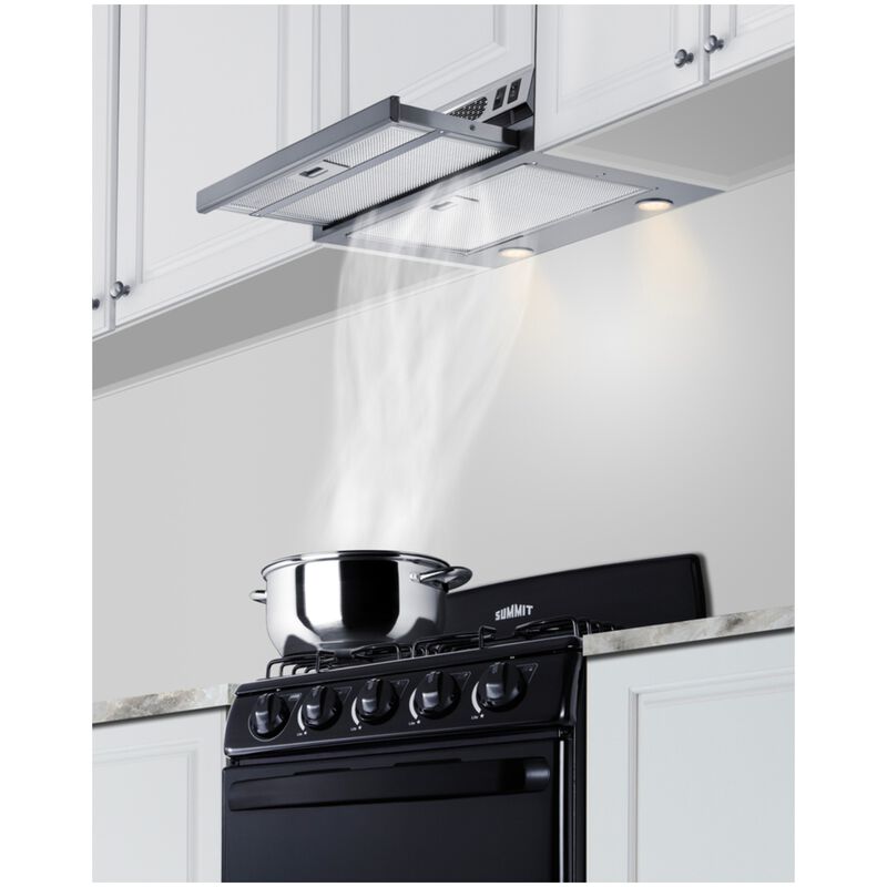 Summit 20 in. Ductless Slide-Out Style Range Hood with 2 Fan Speeds & 2 LED Lights - Stainless Steel, , hires