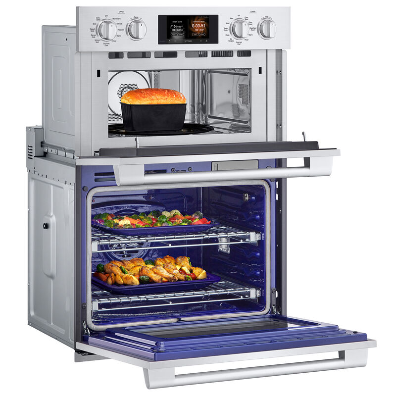 SKS 30 in. 9.4 cu. ft. Smart Top Control SteamElectric Double Wall Oven with True European Convection - Stainless Steel, , hires