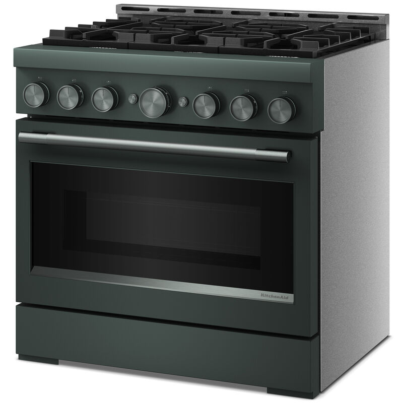 KitchenAid 36 in. 5.1 cu. ft. Air-Fry True European Convection Gas Range with 6 Sealed Burners - Juniper, , hires