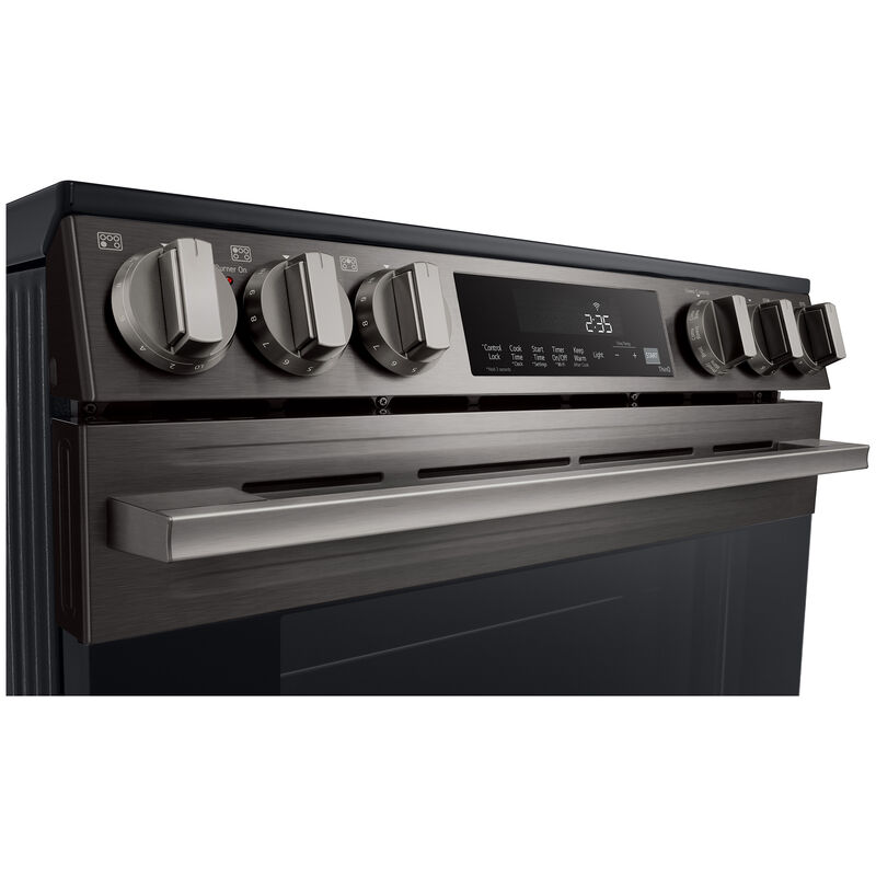 LG 30 in. 6.3 cu. ft. Smart Air-Fry Standard Convection Slide-In Electric Range with Radiant Burners - Black Stainless Steel, , hires