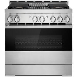 JennAir Noir Series 36 in. 5.1 cu. ft. Smart True European Convection Gas Range with 4 Sealed Burners & Grill - Stainless Steel, , hires