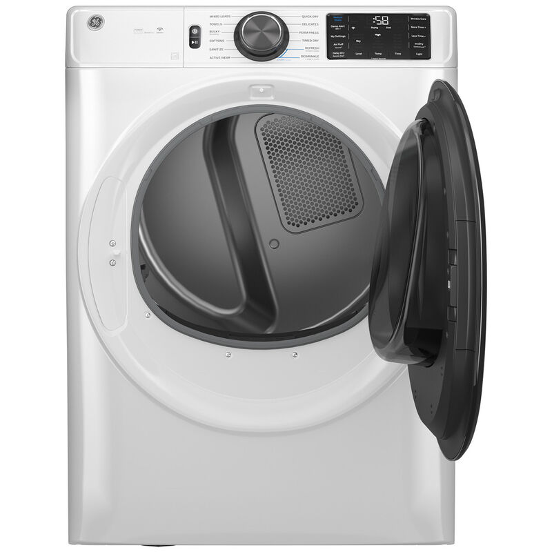 GE 28 in. 7.8 cu. ft. Smart Stackable Gas Dryer with Sensor Dry, Sanitize & Steam Cycle - White, White, hires