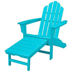 Hanover All-Weather Adirondack Chair w/Attached Ottoman - Aruba Blue, Blue, hires