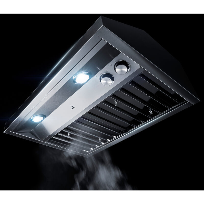 JennAir Pro-Style 36 in. Ducted Canopy Pro Style Style Range Hood with 600 CFM, 4 Fan Speeds & 2 Halogen Lights - Stainless Steel, , hires