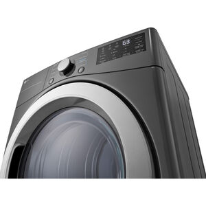 LG 27 in. 7.4 cu. ft. Stackable Electric Dryer with FlowSense Duct Clogging Indicator & Sensor Dry - Middle Black, Black, hires