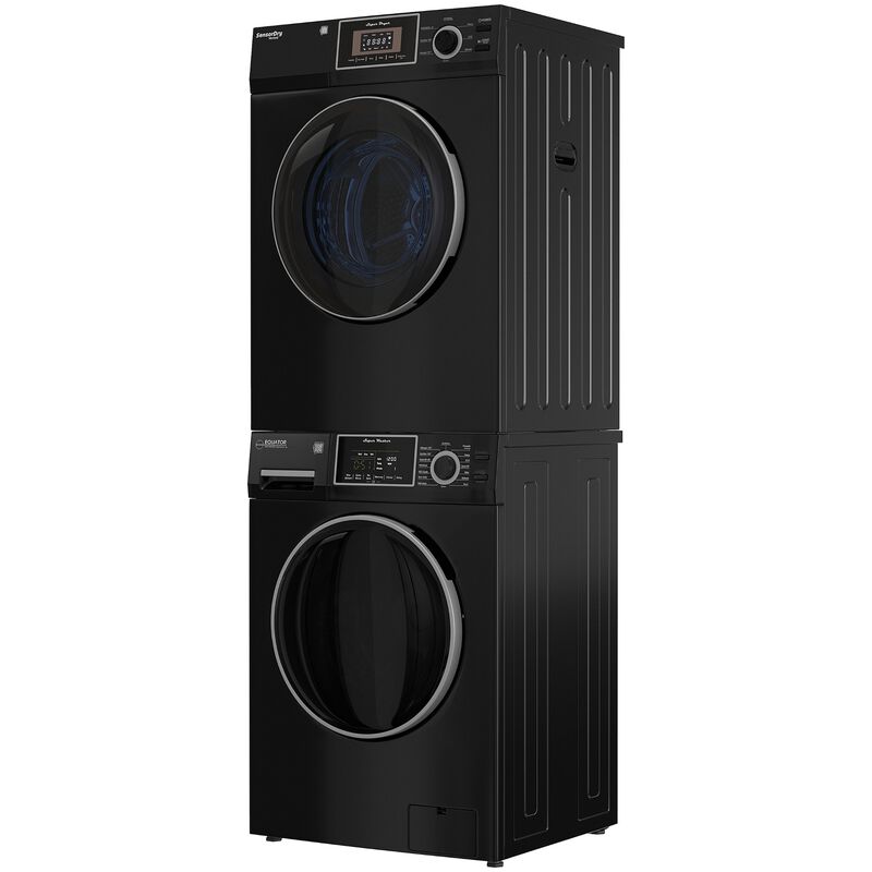 Equator 24 in. 1.62 cu. ft. Electric Front Load Laundry Center with Sensor Dry, Pet & Sanitize Cycle - Black, , hires
